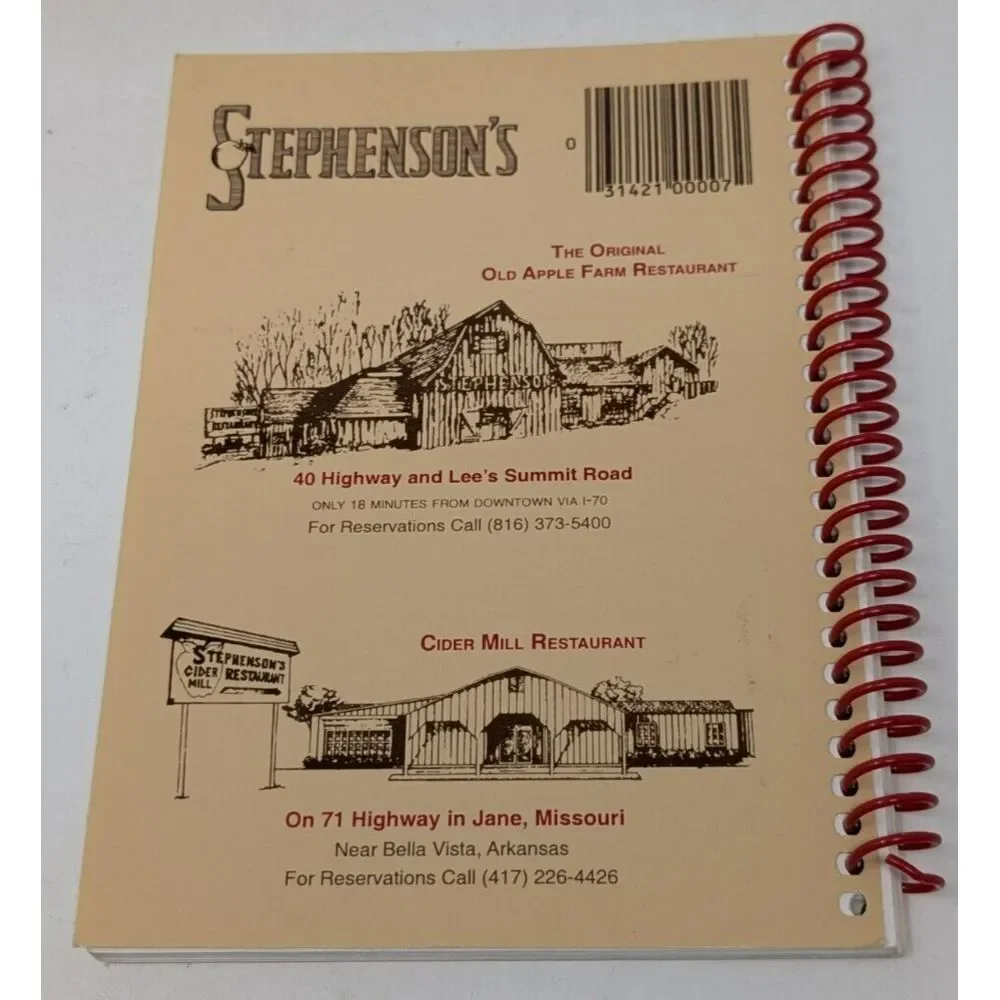 Stephenson's‎ Restaurant Receipts Secret Recipes Cookbook 1967 1999 Vintage